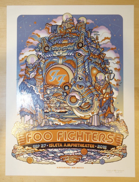 2015 Foo Fighters - Albuquerque Silkscreen Concert Poster by Guy Burwell