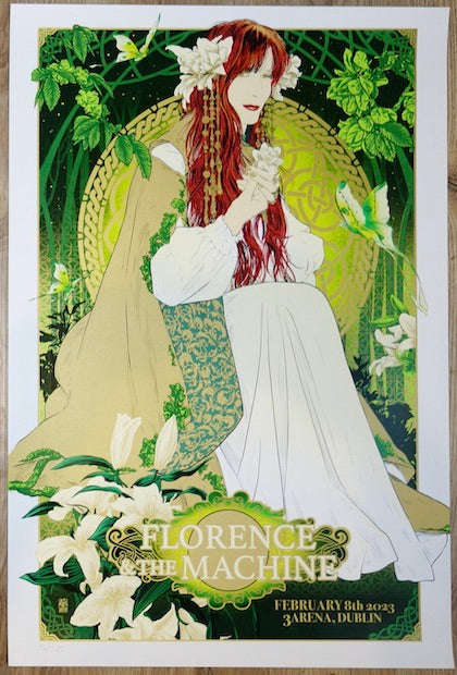 2023 Florence & the Machine - Dublin Silkscreen Concert Poster by Vance Kelly