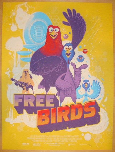 2013 "Free Birds" - Silkscreen Movie Poster by Graham Erwin