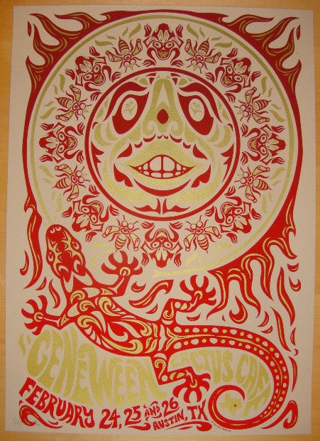 2010 Gene Ween - Austin Silkscreen Concert Poster by Todd Slater