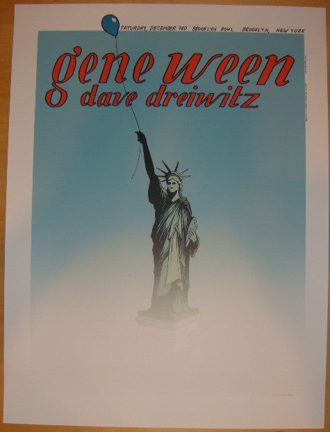 2011 Gene Ween - Brooklyn Silkscreen Concert Poster by Justin Santora