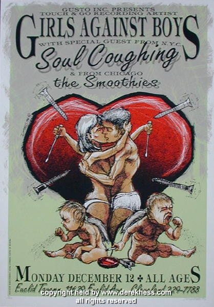 1994 Girls Against Boys & Soul Coughing - Cleveland Concert Poster by Derek Hess (94-26)