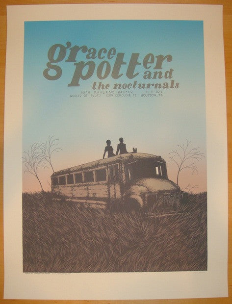 2012 Grace Potter - Houston Silkscreen Concert Poster by Justin Santora