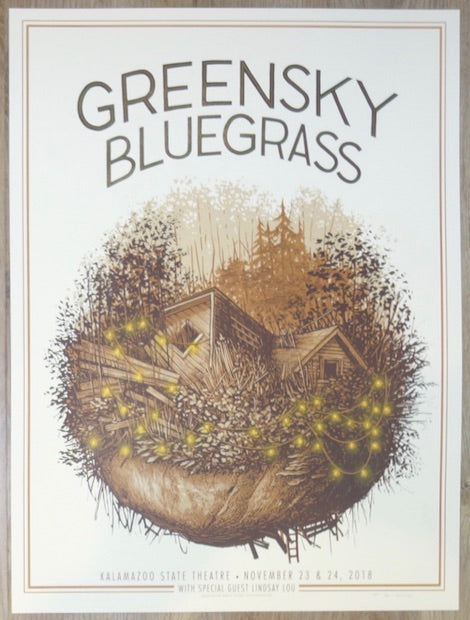 2018 Greensky Bluegrass - Kalamazoo Silkscreen Concert Poster by Justin Santora