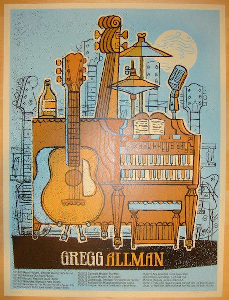 2010 Gregg Allman - Silkscreen Tour Concert Poster by Methane