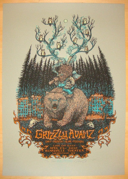 2010 Grizzly Adamz - Artist Edition Silkscreen Concert Poster by Marq Spusta