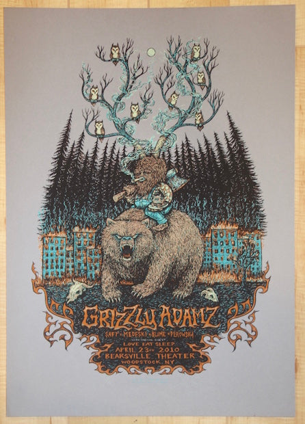 2010 Grizzly Adamz - Woodstock Silkscreen Concert Poster by Marq Squsta