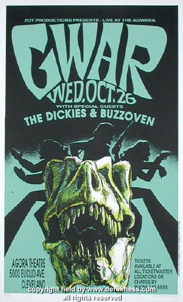 1994 Gwar & the Dickies - Cleveland Concert Poster by Derek Hess (94-23)