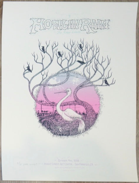 2018 Howlin Rain - San Francisco Pink Sunset Concert Poster by Marq Squsta & Miller