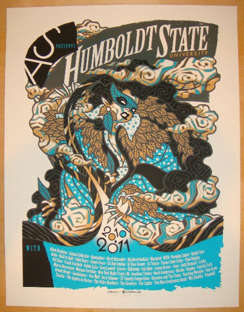 2011 Bright Eyes & Built to Spill - Arcata Silkscreen Concert Poster by Guy Burwell