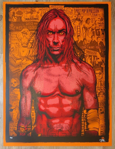 2016 Iggy Pop - San Francisco Orange Variant Concert Poster by Zoltron