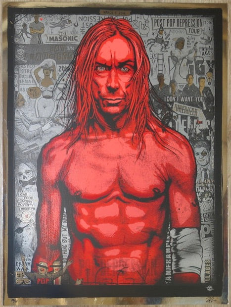2016 Iggy Pop - San Francisco Mirror Foil Variant Concert Poster by Zoltron