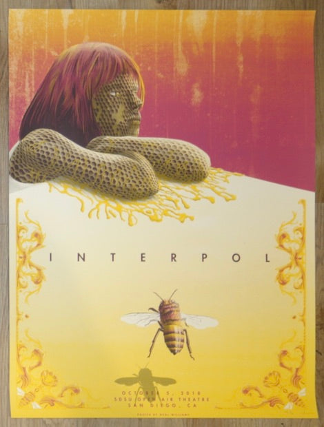 2018 Interpol - San Diego Silkscreen Concert Poster by Neal Williams