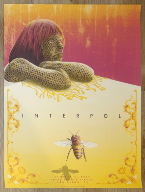 2018 Interpol - San Diego Silkscreen Concert Poster by Neal Williams
