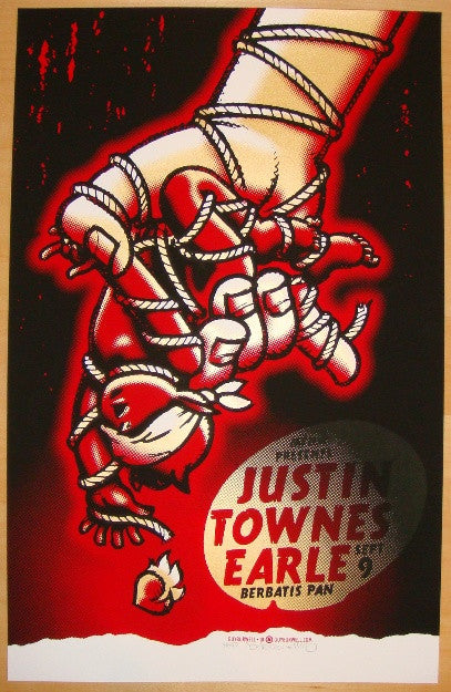 2010 Justin Townes Earle - Portland Silkscreen Concert Poster by Guy Burwell