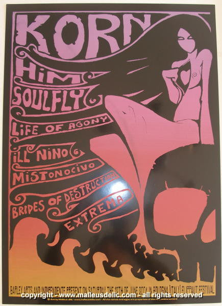 2004 Korn & H.I.M. - Flippaut Festival Concert Poster by Malleus