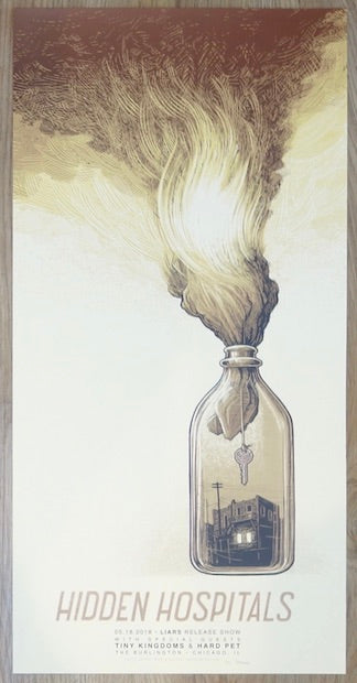 2018 Hidden Hospitals - Chicago Silkscreen Concert Poster by Justin Santora