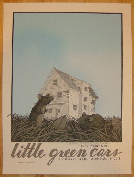 2013 Little Green Cars - Chicago Silkscreen Concert Poster by Justin Santora