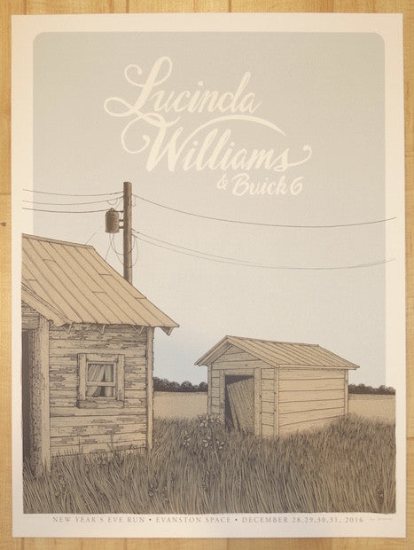 2016 Lucinda Williams - Evanston Silkscreen Concert Poster by Justin Santora