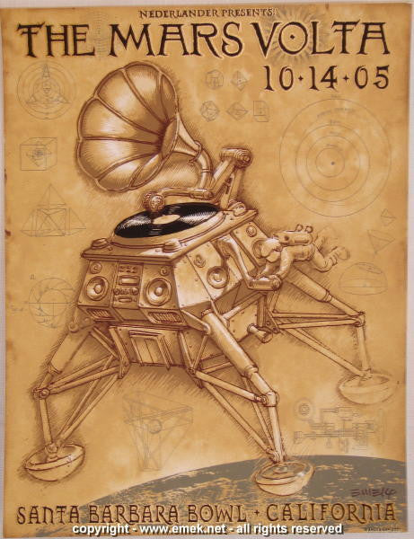 2005 The Mars Volta - Santa Barbara Silkscreen Handbill by Emek
