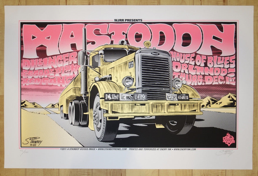 2011 Mastodon - Orlando Silkscreen Concert Poster by Stainboy