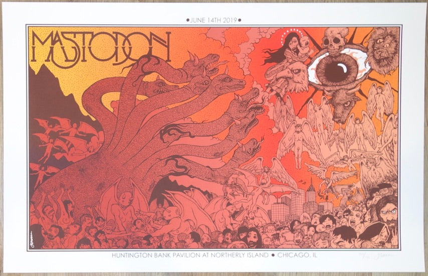 2019 Mastodon - Chicago Silkscreen Concert Poster by Jermaine Rogers