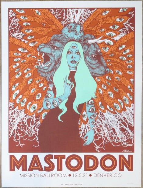 2021 Mastodon - Denver Silkscreen Concert Poster by Jermaine Rogers