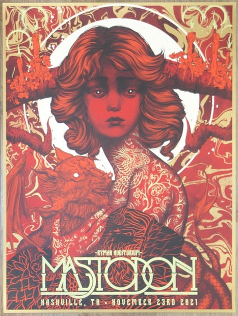 2021 Mastodon - Nashville Silkscreen Concert Poster by Nikita Kaun