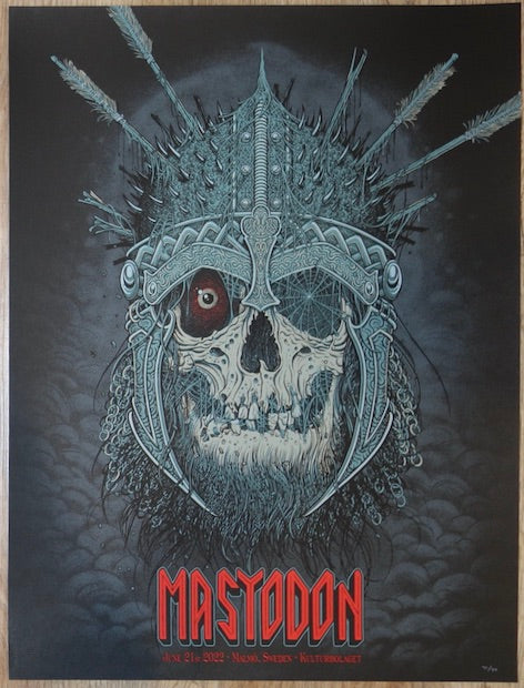 2022 Mastodon - Malmo Silkscreen Concert Poster by Florian Bertmer