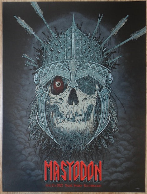 2022 Mastodon - Malmo Silkscreen Concert Poster by Florian Bertmer