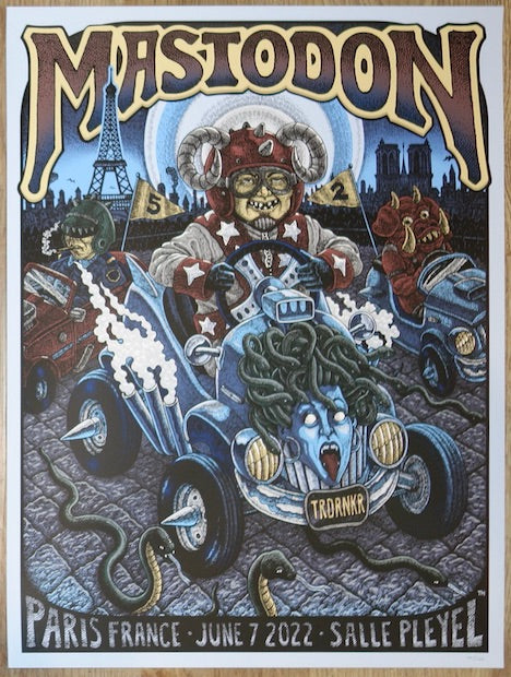 2022 Mastodon - Paris Silkscreen Concert Poster by Tom Huck
