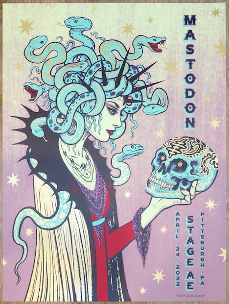 2022 Mastodon - Pittsburgh Silkscreen Concert Poster by Tara McPherson