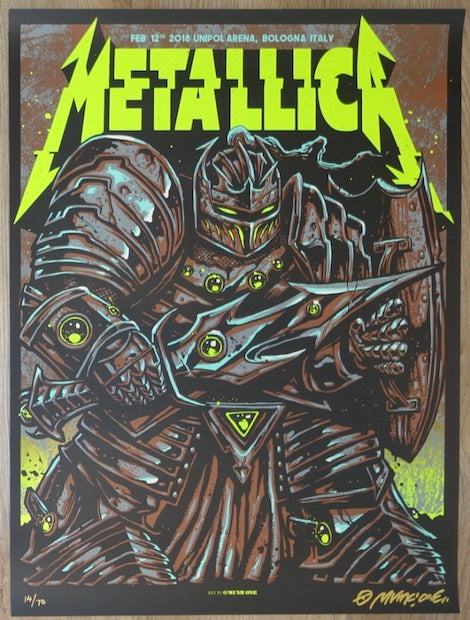 2018 Metallica - Bologna I Glow Variant Concert Poster by Munk One