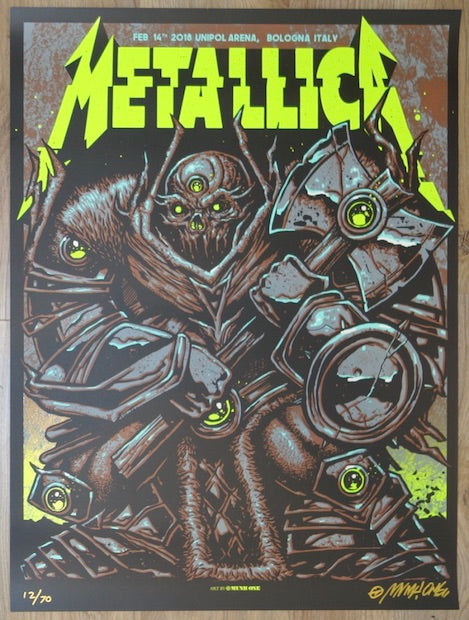 2018 Metallica - Bologna II Glow Variant Concert Poster by Munk One