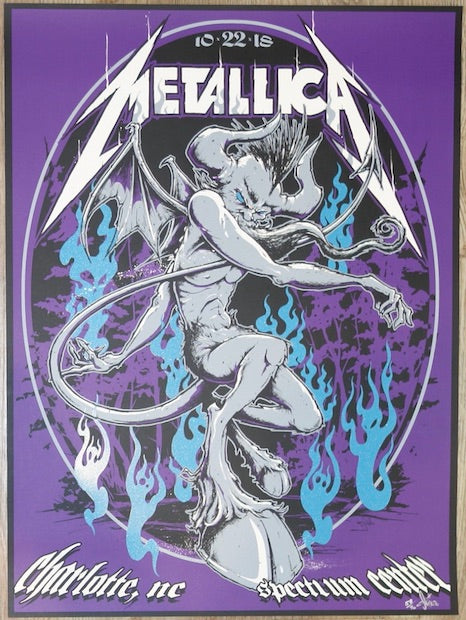 2018 Metallica - Charlotte AE Silkscreen Concert Poster by Squindo