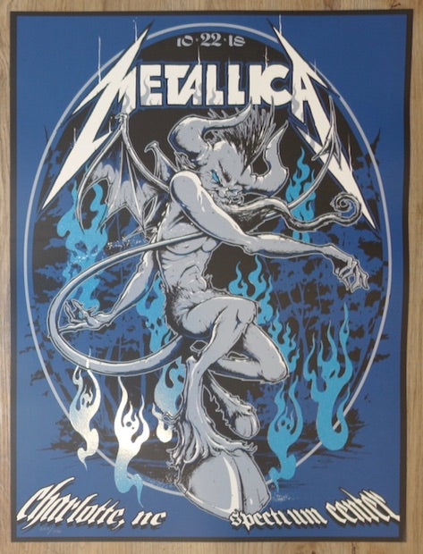 2018 Metallica - Charlotte Silkscreen Concert Poster by Squindo