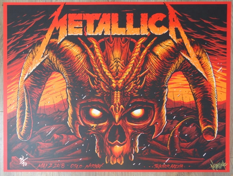2018 Metallica - Oslo AE Silkscreen Concert Poster by Maxx242