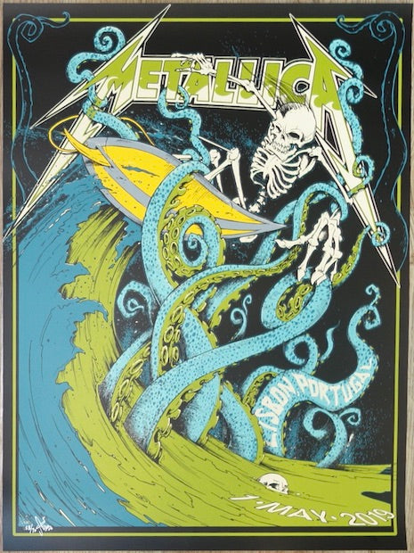 2019 Metallica - Lisbon AE Silkscreen Concert Poster by Squindo