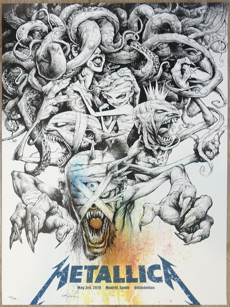 2019 Metallica - Madrid Silkscreen Concert Poster by Jonathan Wayshak