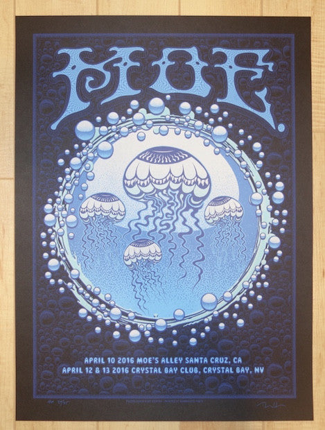 2016 Moe - Santa Cruz / Crystal Bay Silkscreen Concert Poster by Dave Hunter
