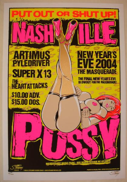 2004 Nashville Pussy - Atlanta NYE Silkscreen Concert Poster by Stainboy