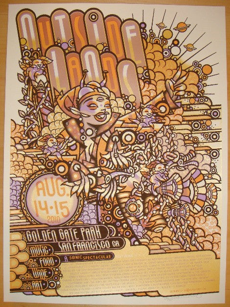 2010 Outside Lands Festival - Silkscreen Concert Poster by Guy Burwell