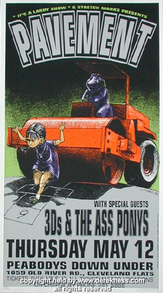 1994 Pavement & the 3D's - Cleveland Concert Poster by Derek Hess 1994 Pavement & the 3D's - Cleveland Concert Poster by Derek Hess