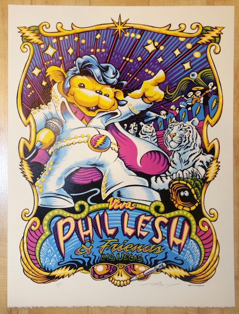 2017 Phil Lesh & Friends - Las Vegas Linocut Concert Poster by AJ Masthay