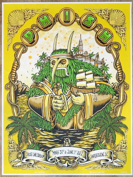 2022 Phish - Charleston Yellow Silkscreen Concert Poster by Matt Leunig