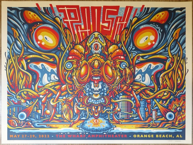 2022 Phish - Orange Beach Red Silkscreen Concert Poster by Drew Millward