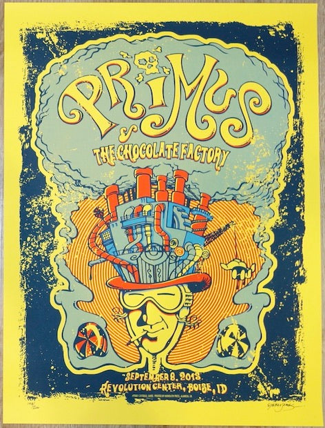 2015 Primus - Boise Yellow Silkscreen Concert Poster by Eyeball James