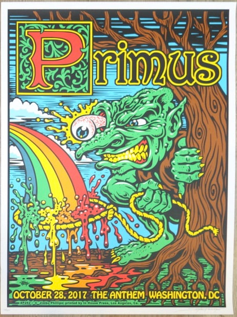 2017 Primus - Washington DC Silkscreen Concert Poster by Jimbo Phillips