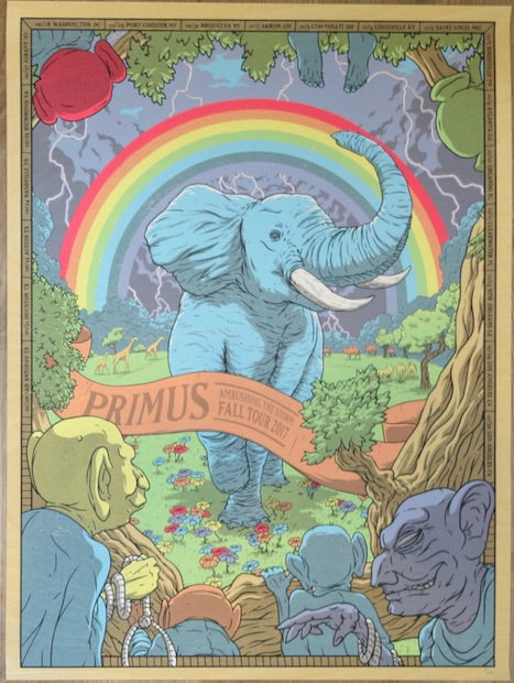 2017 Primus - Fall Tour Wood Veneer Variant Concert Poster by Florey