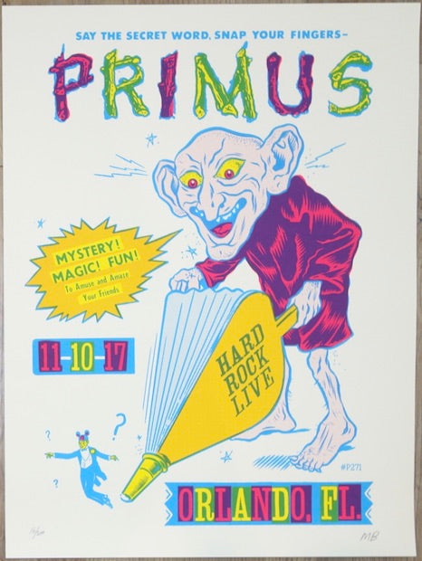 2017 Primus - Orlando Silkscreen Concert Poster by Morning Breath